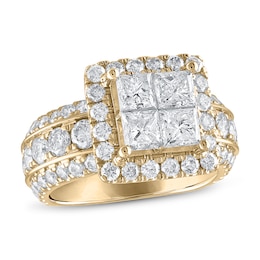 Diamond Engagement Ring 4 ct tw Princess & Round 14K Yellow Gold