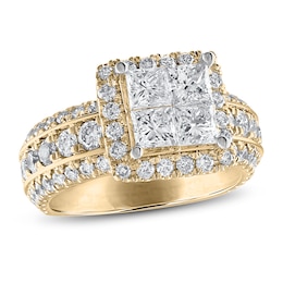 Now + Forever Multi-Diamond Engagement Ring 3 ct tw Princess & Round 14K Yellow Gold