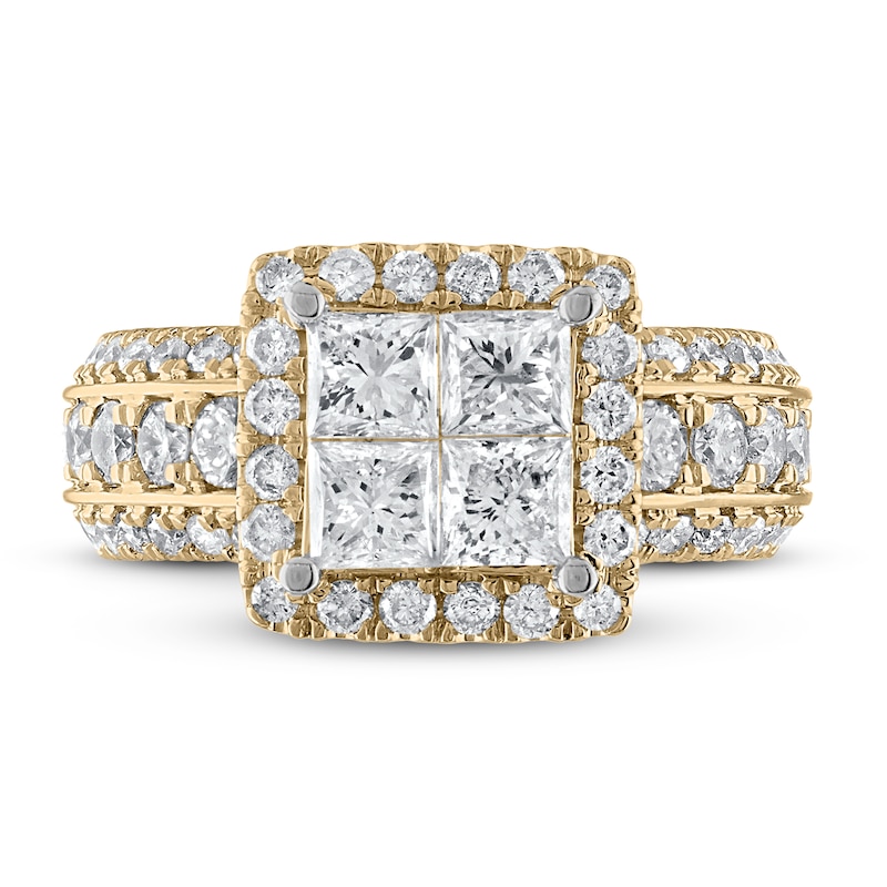 Main Image 3 of Multi-Diamond Engagement Ring 3 ct tw Princess & Round 14K Yellow Gold