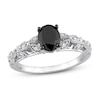 Thumbnail Image 1 of Black & White Diamond Engagement Ring 1 ct tw Oval & Round  14K White Gold