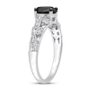 Thumbnail Image 2 of Black & White Diamond Engagement Ring 1 ct tw Oval & Round  14K White Gold