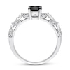 Thumbnail Image 3 of Black & White Diamond Engagement Ring 1 ct tw Oval & Round  14K White Gold