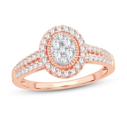 Multi-Diamond Engagement Ring 1/2 ct tw Round-cut 10K Rose Gold