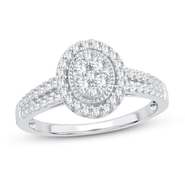 Multi-Diamond Engagement Ring 1/2 ct tw Round-cut 10K White Gold