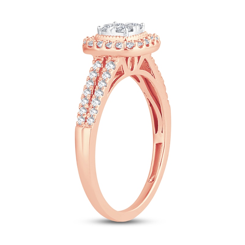 Multi-Diamond Engagement Ring 1/2 ct tw Round-cut 10K Rose Gold | Kay