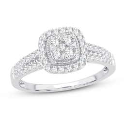 Multi-Diamond Engagement Ring 1/2 ct tw Round-cut 10K White Gold