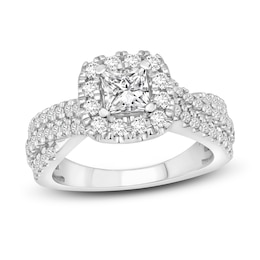 Diamond Engagement Ring 1-1/4 ct tw Princess & Round 14K White Gold