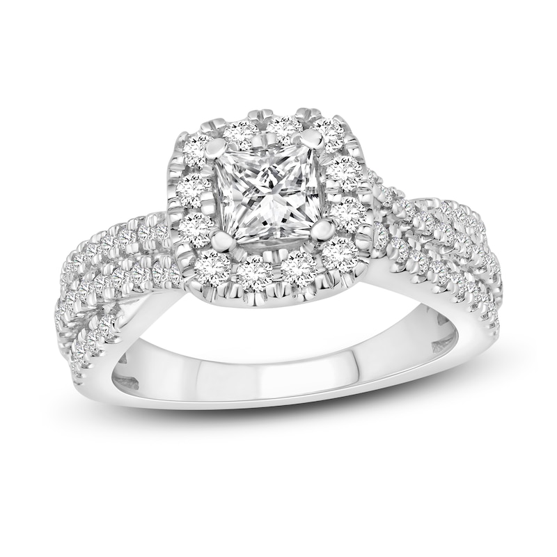 Main Image 1 of Diamond Engagement Ring 1-1/4 ct tw Princess & Round 14K White Gold