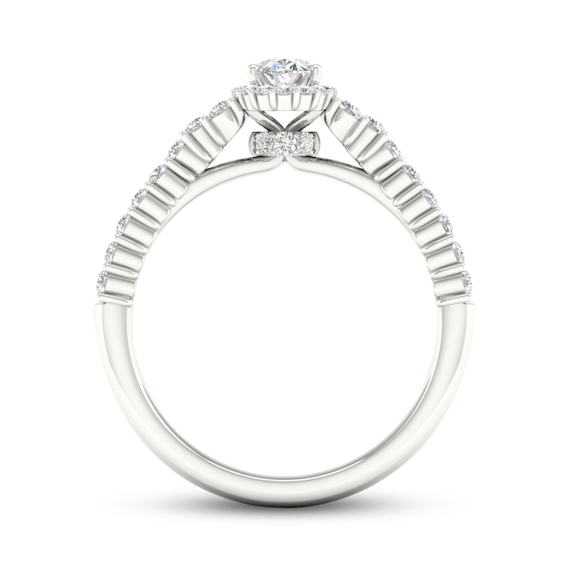 Main Image 3 of Diamond Engagement Ring 3/4 ct tw Oval & Round-Cut 14K White Gold