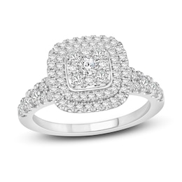 Multi-Diamond Engagement Ring 7/8 ct tw Round-cut 10K White Gold