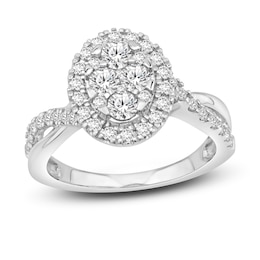 Multi-Diamond Engagement Ring 1 ct tw Round-cut 14K White Gold