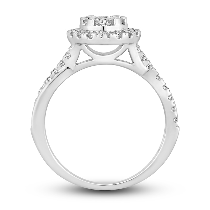 Main Image 2 of Multi-Diamond Engagement Ring 1 ct tw Round-cut 14K White Gold