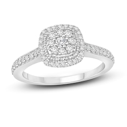 Multi-Diamond Engagement Ring 3/8 ct tw Round-cut 10K White Gold