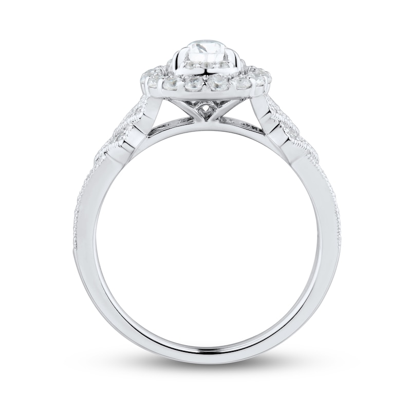 Main Image 3 of Diamond Engagement Ring 3/4 ct tw Pear & Round 14K White Gold