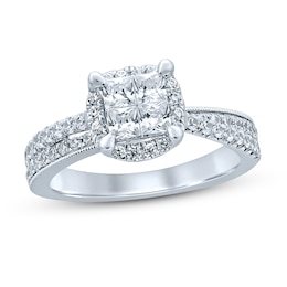 Diamond Engagement Ring 1 ct tw Princess & Round 14K White Gold