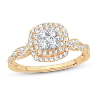 10kt Yellow Gold Womens Princess Diamond Cluster Bridal Wedding Engagement  Ring 1/2 Cttw - Size 10 - Landmark Jewelers ltd