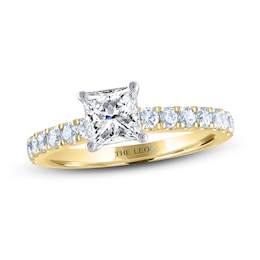 THE LEO Diamond Engagement Ring 1-3/8 ct tw Princess/Round 14K Yellow Gold