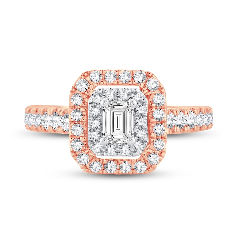 Diamond Engagement Ring 1 ct tw Emerald & Round 14K Rose Gold | Kay