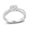 Thumbnail Image 1 of Diamond Engagement Ring 1/3 ct tw Round & Baguette 10K White Gold