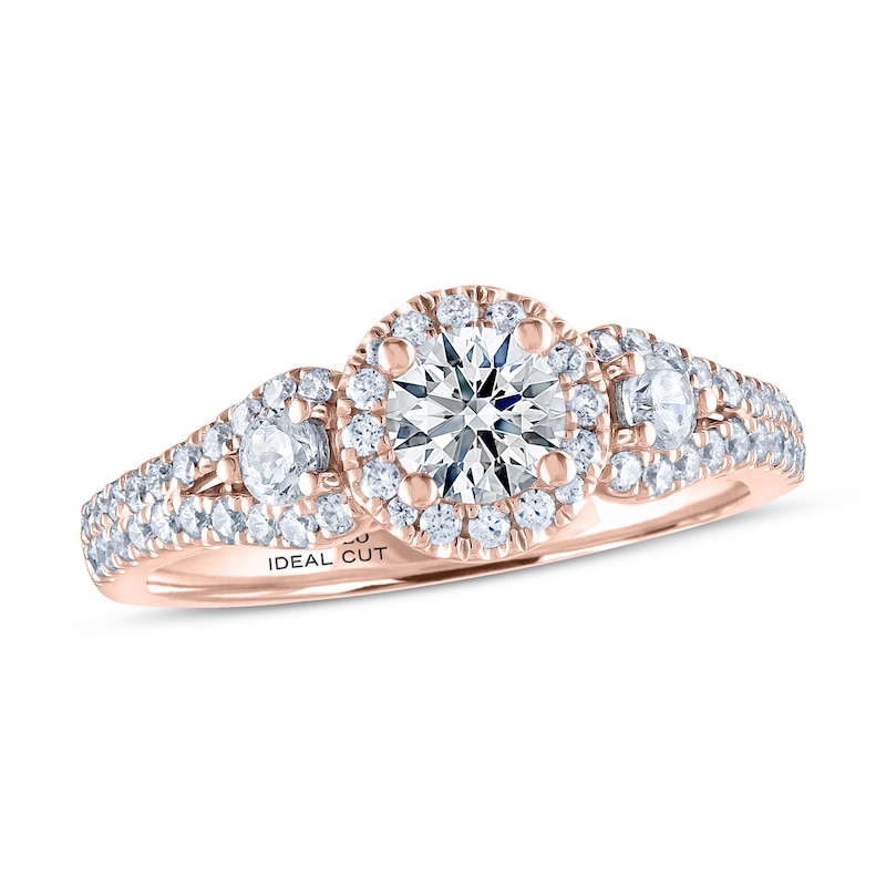 THE LEO Ideal Cut Diamond Three-Stone Engagement Ring 1 ct tw 14K Rose Gold