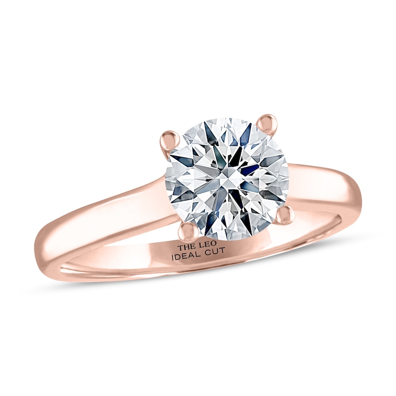 Main Image 1 of THE LEO Ideal Cut Diamond Solitaire Engagement Ring 1-1/2 ct tw 14K Rose Gold