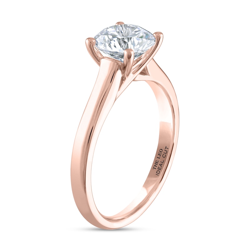 THE LEO Ideal Cut Diamond Solitaire Engagement Ring 1-1/2 ct tw 14K Rose Gold