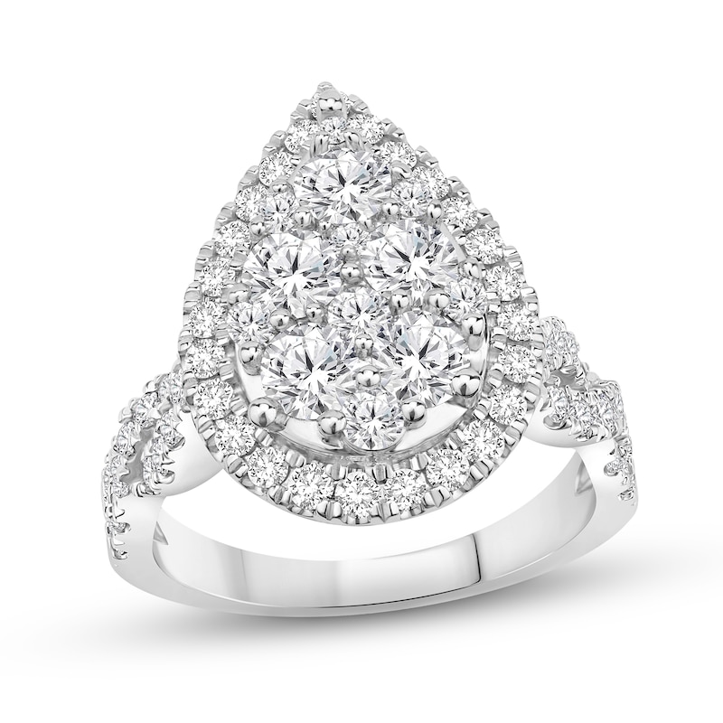 Main Image 1 of Multi-Diamond Engagement Ring 2 ct tw Round-cut 14K White Gold