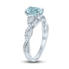 Thumbnail Image 3 of Oval Aquamarine Engagement Ring 1/4 ct tw Diamonds 14K White Gold