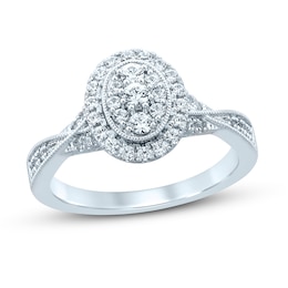 Multi-Diamond Engagement Ring 1/2 ct tw Round-cut 10K White Gold