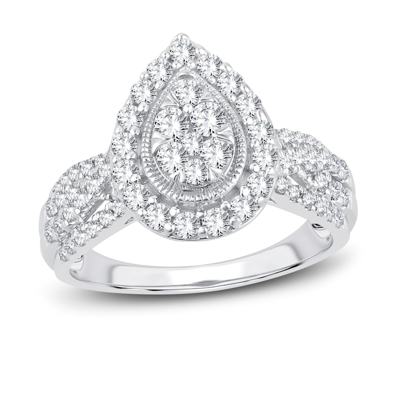 Main Image 1 of Multi-Diamond Engagement Ring 1 ct tw Round-cut 14K White Gold