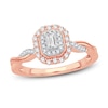 Thumbnail Image 1 of Diamond Engagement Ring 3/8 ct tw Emerald & Round 14K Rose Gold