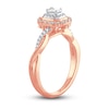 Thumbnail Image 2 of Diamond Engagement Ring 3/8 ct tw Emerald & Round 14K Rose Gold