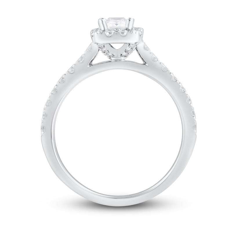 Diamond Engagement Ring 1 ct tw Radiant & Round 14K White Gold