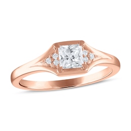 Now + Forever Diamond Engagement Ring 1/2 ct tw Princess & Round 14K Rose Gold