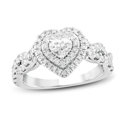 JHIJHOO Women's Pure Cupronickel Love Heart Diamond Ring Holiday Essential  Gift, Wedding Rings for Women,Engagement Rings Cubic Diamonds for Women