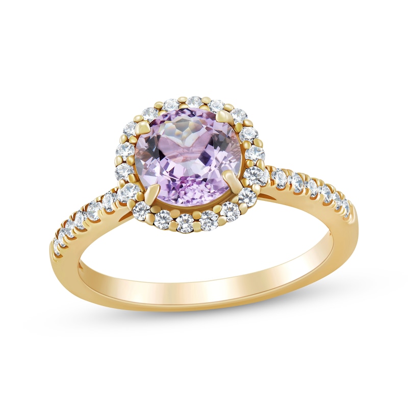 Amethyst Engagement Ring 3/8 ct tw Diamonds 14K Yellow Gold | Kay