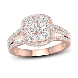 Multi-Diamond Engagement Ring 1-1/5 ct tw Round-Cut 14K Rose Gold