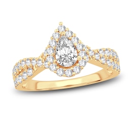 Diamond Engagement Ring 1 ct tw Pear & Round-Cut 14K Yellow Gold