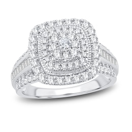 Now + Forever Diamond Engagement Ring 1 ct tw Round & Baguette-Cut 14K White Gold