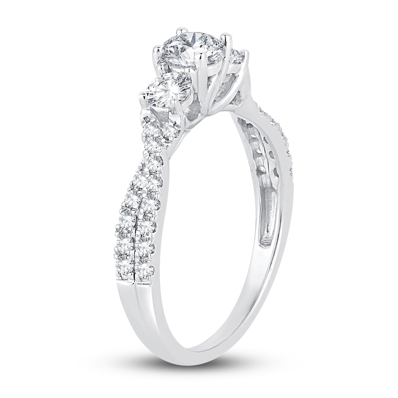 Main Image 2 of Memories Moments Magic Three-Stone Diamond Engagement Ring 1 ct tw Round-Cut 14K White Gold