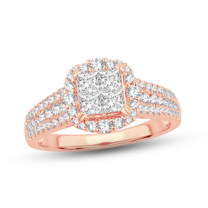 Diamond Engagement Ring 1 ct tw Princess & Round-Cut 14K Rose Gold | Kay