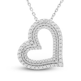 Neil Lane Diamond Heart Necklace 1/3 ct tw Round-cut 10K White Gold 18&quot;