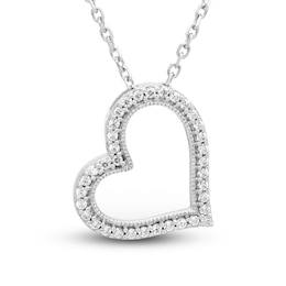 Neil Lane Diamond Heart Necklace 1/10 ct tw Round-cut Sterling Silver 18&quot;