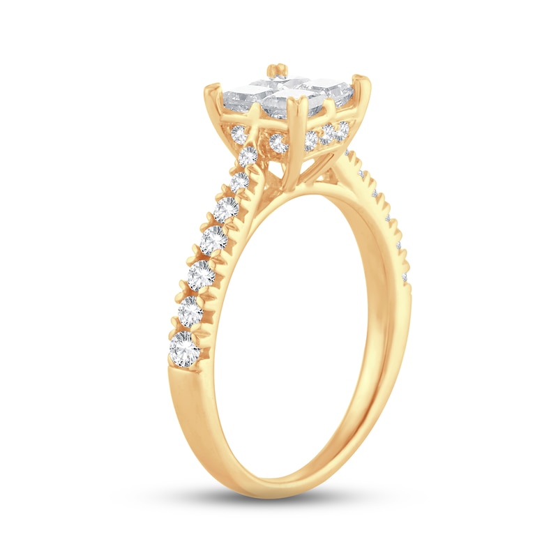 Main Image 2 of Multi-Diamond Engagement Ring 1-1/4 ct tw Princess & Round-cut 14K Yellow Gold