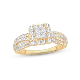 Diamond Engagement Ring 1 ct tw Princess & Round-Cut 14K Yellow Gold