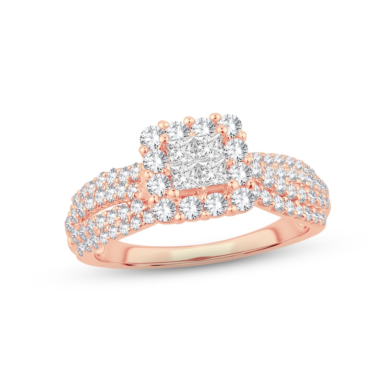 Diamond Engagement Ring 1 ct tw Princess & Round-Cut 14K Rose Gold