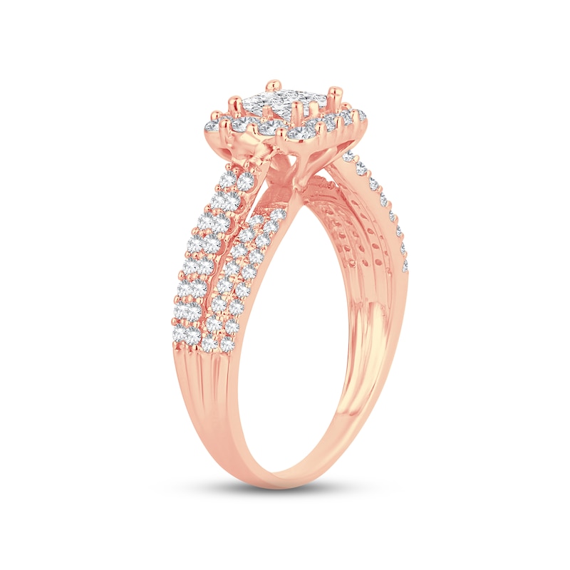 Diamond Engagement Ring 1 ct tw Princess & Round-Cut 14K Rose Gold