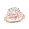 Thumbnail Image 1 of Diamond Engagement Ring 1-1/3 ct tw Princess & Round-cut 14K Rose Gold