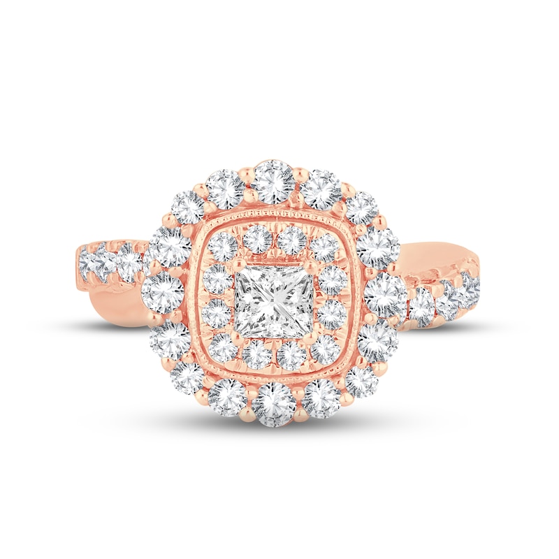 Main Image 3 of Diamond Engagement Ring 1-1/3 ct tw Princess & Round-cut 14K Rose Gold