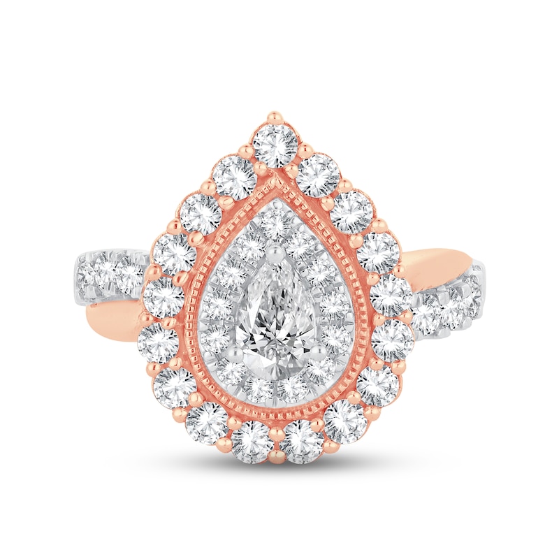 Main Image 3 of Diamond Engagement Ring 1-1/2 ct tw Pear & Round-cut 14K Rose Gold